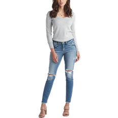 Silver Jeans Suki Mid Rise Skinny Jeans - Medium Indigo