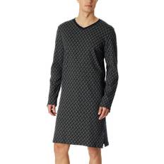 Blå - Herre Nattkjoler Schiesser Fine Interlock Men Longsleeve Nightdress Mørkblå bomull Herre