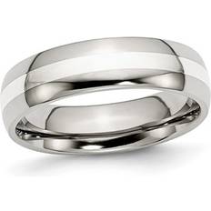 Men - Wedding Rings Mens Chisel 6mm Stainless Steel Comfort Fit Wedding Band Ring with Silver Inlay