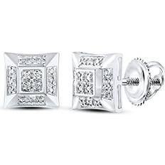 White Gold Earrings Diamond Deal Square Earrings - White Gold/Diamonds