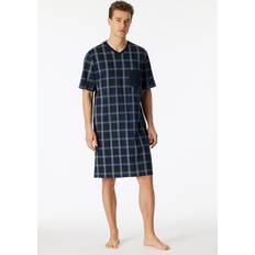 Blå - Herre Nattkjoler Schiesser Comfort Nightwear Shortsleeve Nightdress Mørkblå bomull Herre