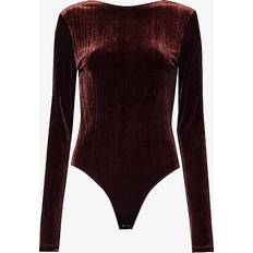 Velvet Underwear Agolde Corrin Scoop Back Bodysuit in Brown Chocolate Milk