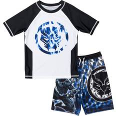 Children's Clothing Marvel Marvel Avengers Black Panther Little Boys Rash Guard and Swim Trunks Outfit Set Blue/White