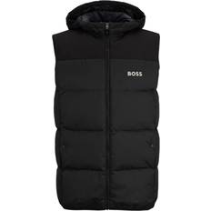 Hugo Boss Men Jackets Hugo Boss Men's Water-Repellent Hooded Gilet Jacket Black