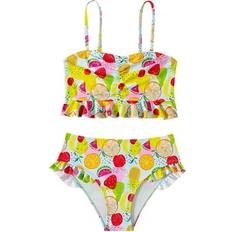 Lbecley Girl's Fruit Print Swimsuits 2-pcs - Yellow