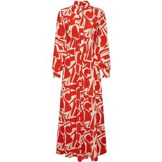 Røde Kjoler Only Langermede kjoler Flame Scarlet City Graphic Onlhelena Life L/S Maxi Dress Ptm Kjoler Long-sleeved dresses