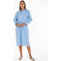 Tommy Hilfiger Dame Kjoler Tommy Hilfiger TH Monogram Stripe Relaxed Midi Shirt Dress BOLD STRIPE/ BLUE SPELL
