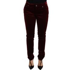 Dolce & Gabbana Red Pants Dolce & Gabbana Red Velvet Skinny Trouser Cotton Stretch Pants IT40