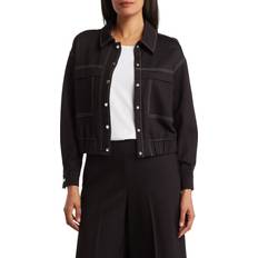 Adrianna Papell Jackets Adrianna Papell Women's Utility Contrast Knit Jacket Black