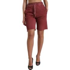 Dolce & Gabbana Red Shorts Dolce & Gabbana Maroon Cotton High Waist Sweatshorts Shorts IT40