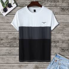 Shein Men T-shirts Shein Men Bird Print Colourblock Tee