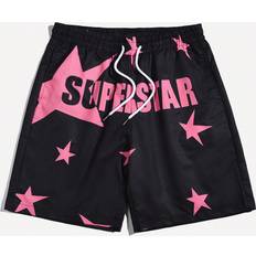 Shein L Shorts Shein Men Star & Letter Graphic Drawstring Waist Shorts