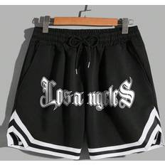 Shein Herren Hosen & Shorts Shein Loose Men's Letter Print Contrast Trim Drawstring Waist Shorts