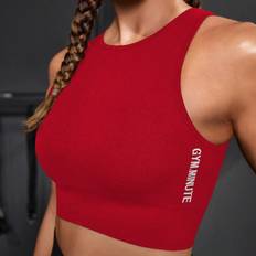 Shein Red Tank Tops Shein Letter Graphic Crop Seamless Sports Tank Top