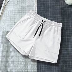 Shein White Shorts Shein Men Drawstring Waist Slant Pocket Shorts