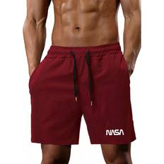 Shein Red Shorts Shein Loose Men's Drawstring Waist Shorts With Letter Graphic