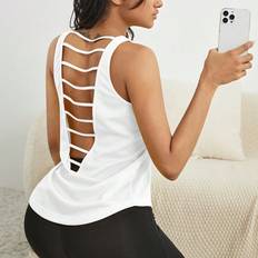 Shein White Tank Tops Shein Cut Out Back Sports Tank Top