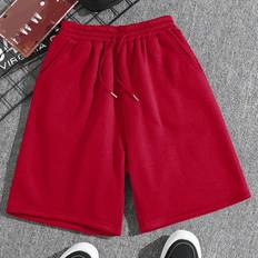 Shein Red Shorts Shein Men Drawstring Waist Slant Pocket Shorts