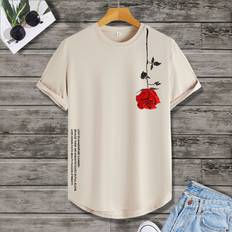 Shein Clothing Shein Men Floral & Slogan Graphic Tee