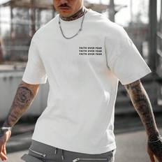 Shein White T-shirts Shein Men Slogan Graphic Tee