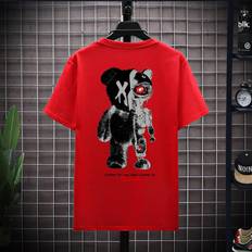 Shein Red T-shirts Shein Men Bear & Slogan Graphic Tee