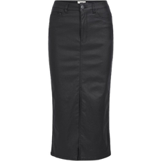 Polyamid Röcke Object Naya Coated Midi Skirt - Black
