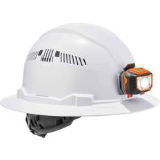 Safety Helmets Ergodyne Skullerz 8973LED Hard Hat, Full Brim, Vented, Ratchet Susp, LED Light, Class C, White