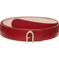 Red - Women Belts Furla Flow Reversible Belt Rosso Veneziano Red Textured Leather Woman