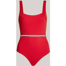 Tommy Hilfiger Damen Badeanzüge Tommy Hilfiger Global Stripe Badeanzug mit geradem Ausschnitt PRIMARY RED