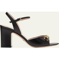 Gucci Heeled Sandals Gucci Lady Leather Horsebit Ankle-Strap Sandals