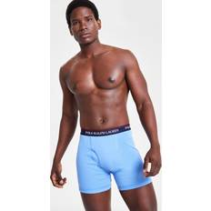 Men's Underwear Polo Ralph Lauren Men's 3-Pk. Classic-Fit Moisture-Wicking Cotton Boxer Briefs Blue, Navy Print, Red