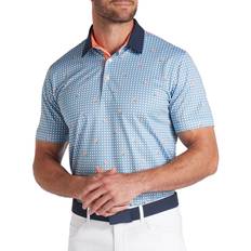 Puma Men Polo Shirts Puma Men's Pique Gingham Golf Polo, Medium, White Glow/Zen Blue