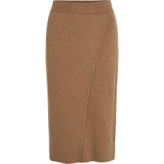 Vila High Waist knit Pencil Skirt - Toasted Coconut