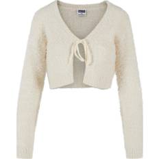 Weiß Cardigans Urban Classics Damen Strickjacke Tied Cropped Feather Cardigan whitesand