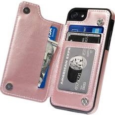 Mobile Phone Covers MIDOLA Wallet Case for iPhone 7 8 Plus 7P 8P with Card Holder Cover Flip Cell Phone Money Clip Premium PU Leather Kickstand Card Slots Double Magnetic Slim Protective Purse 5.5 Inch Rosegold