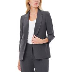 L Blazers Jones New York Women's Notch Collar Rolled Cuff Bi-Stretch Blazer, Grey