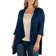 Cardigans 24seven Comfort Apparel 24Seven Comfort Apparel Elbow Length Sleeve Plus Open Cardigan Navy