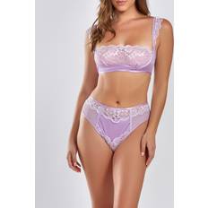 Polyester - Women Lingerie Sets iCollection Women's Sienna 2Pc Lace Bralette Set, Lilac