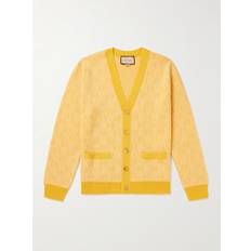 Men - Yellow Cardigans Gucci Monogrammed Wool-Jacquard Cardigan Men Yellow