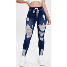Shein M - Women Pants & Shorts Shein Cut Out Drawstring Waist Ripped Raw Hem Skinny Jeans