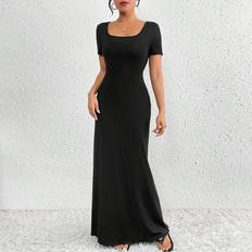Shein Damen - W36 Bekleidung Shein Women'S Plain Color Square Neck Bodycon Dress
