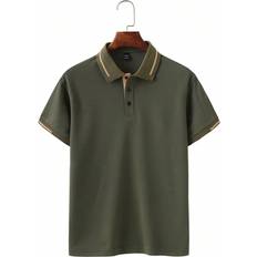 Shein Oberteile Shein Men's Contrast Color Short Sleeve Polo Shirt With Decorative Details