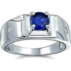 Engagement Rings - Men Bling Jewelry Men's Engagement Ring - Silver/Blue