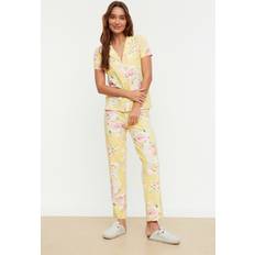 Damen - Gelb Schlafanzüge Trendyol Collection Damen Blumenmuster Gestrickte Pyjamas Pajama Set, Gelb