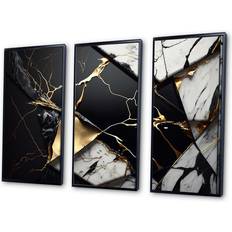 Design Art Abstract Geode Gold IV Black Framed Art 36x28" 3