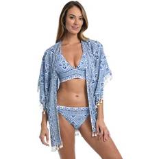 Blue - Women Swimsuit Cover-Ups & Sarong Wraps La Blanca Mediterranean Breeze Kimono Women's Swimwear