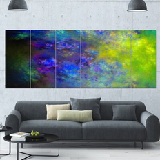 Design Art Blue Green Starry Fractal Sky Framed Art 70x28"