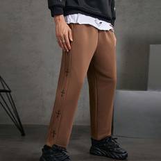 Shein Men Pants Shein Men's Cross Pattern Slant Pocket Woven Casual Trousers