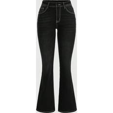 Shein Women Pants & Shorts Shein Women'S Embroidered Jeans With Bell Bottoms And Cross Design