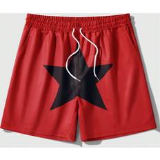 Shein Red Shorts Shein Men's Star Pattern Drawstring Waist Shorts